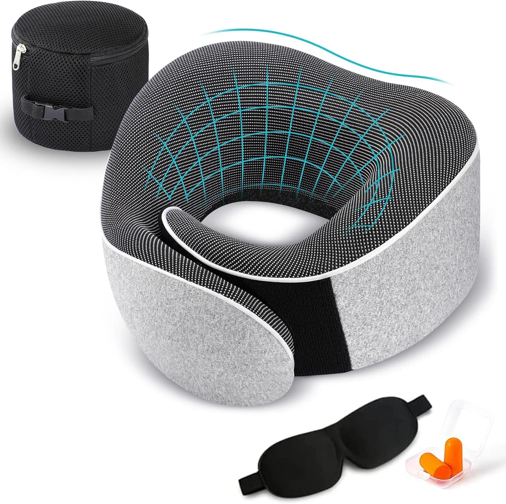 Travel Pillow, Best Memory Foam Neck Pillow Head Support Soft Pillow for Sleepin