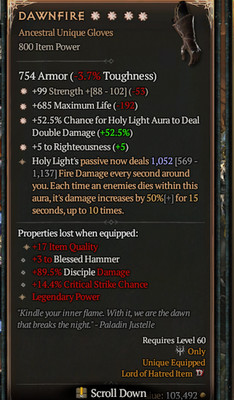     DIABLO 4 SEASON 11 DAWNFIRE 4GA-HIGH 1XXX ASPECT