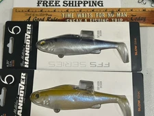 LOT OF 2 'SLOW SINK '6TH SENSE ' BEN MILLIKEN'S HANGOVER SWIMBAITS 2 COLORS NIPS