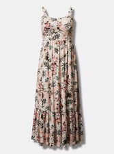 Torrid Maxi Lenny Tiered Dress Floral Palm Tree Novelty Tropical Flowy Boho 2X