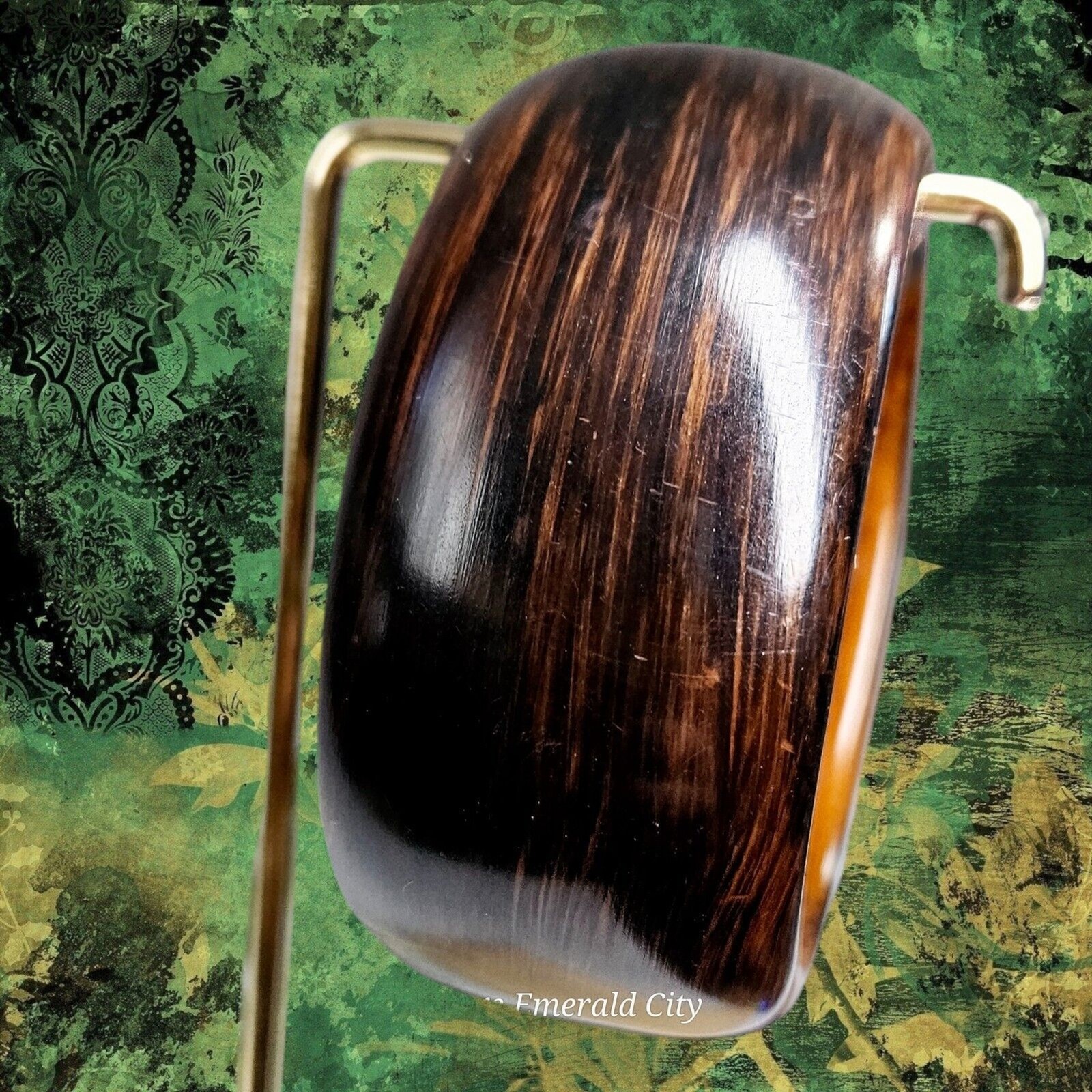 Rustic Radiance Hinged Cuff Bracelet Plastic Brow… - image 12