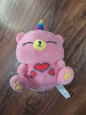 Russ Berrie Unicorn Pink Bear Uni Rainbow Mane Red Hearts Me Bears 7" Baby