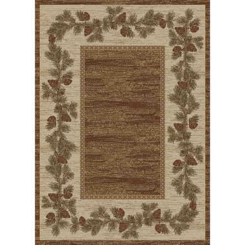 Pinecone Lodge Cabin Rustic Forest Brown Area Rug  8x10 (7'10" x 9'10") - Picture 3 of 3