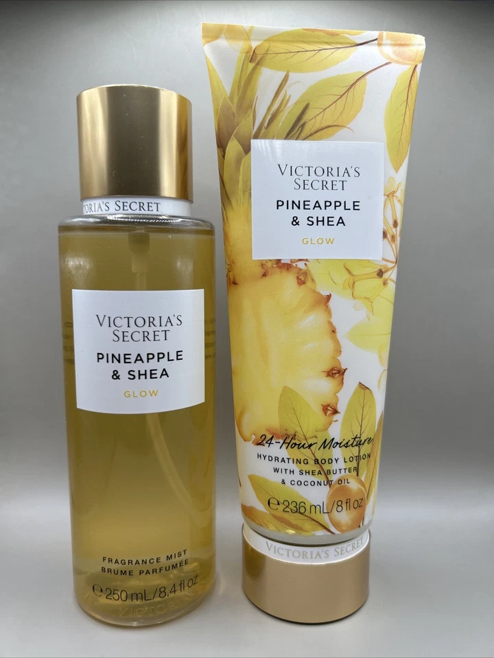 Victoria’s Secret Pineapple & Shea Body Mist & Fragrance Lotion Glow 8oz Set NEW - Image 3 of 3