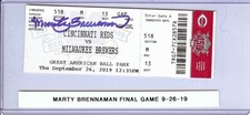 Marty Brennaman Signed Autographed Ticket Reds Final Game 9-26-19 JSA AX25441