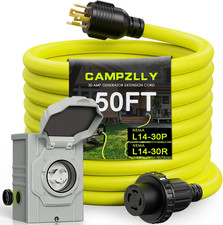 30 Amp Generator Cord 50FT and Power Inlet Box, NEMA L14-30P/L14-30R 125/250V Tw