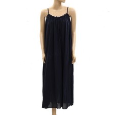 Free People Solid Midi Slip Dress Cotton Sleeveless Resort Navy S New 285153