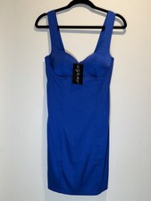 Say What? NWT Satin Dress Women’s Small Blue Padded Bodycon Mini Party Club