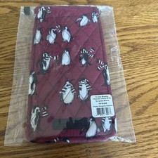 Vera Bradley Sunglass Sleeve Eyeglasses Playful Penguins Cabernet Red New