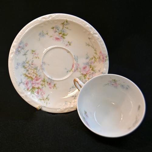 Limoges Theodore Haviland Cup & Saucer Roses Daisies 1904-mid1920's Small Beads - Picture 8 of 24
