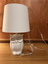 White Owl Resin Table Lamp With Lamp Shade 17  