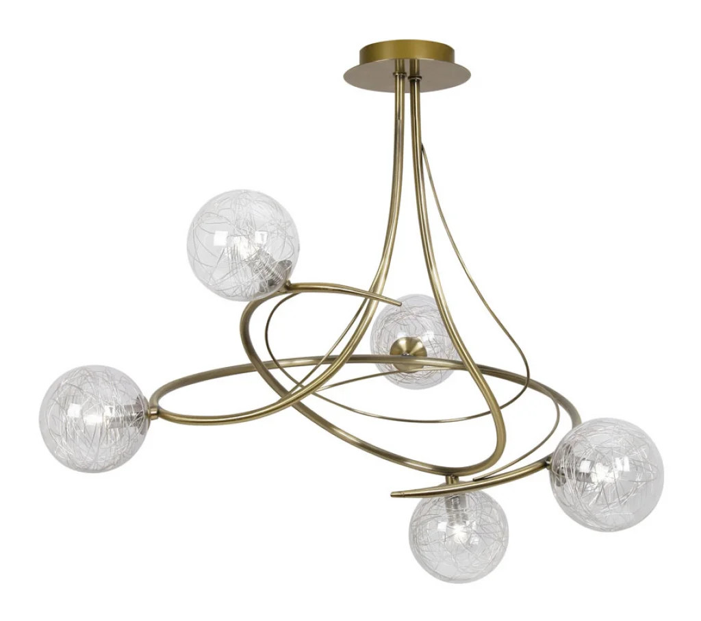 Ceiling Light Brass Tabia 5 Antique Oaks Lighting 1515/5 AB