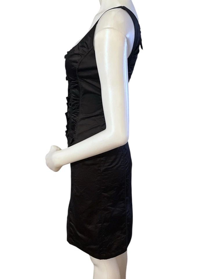 Mini Vestido Nina Ricci Seda/Algodón Negro Volantes Sin Mangas Talla FR36 US2 UK6 Foto 3 de 4