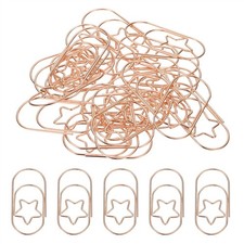 2x1 Inch Large Paper Clip, 20 Pcs Metal Star Paper Clip Cute Bulk, Rose Gold