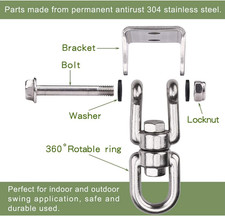Heavy Duty 360 Swivel Swing Hanger, Stainless Steel Hammock Hook for Ceiling...