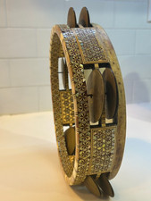 Restored Antique 22cm fish skin Riqq mother of pearl inlay in great condition