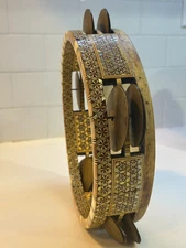 Restored Antique 22cm fish skin Riqq mother of pearl inlay in great condition