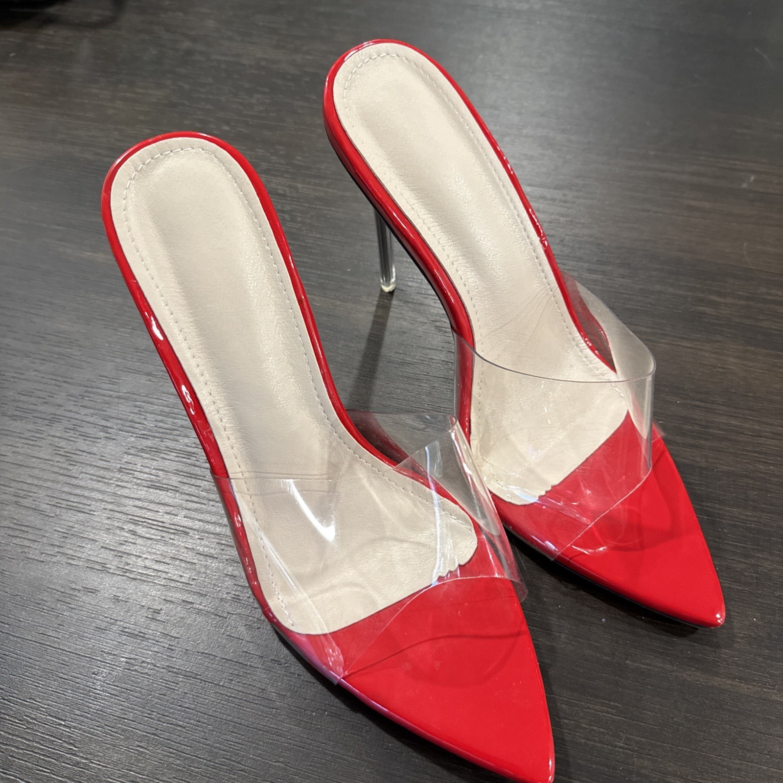 Summer Fashion PVC Transparent Sandals High Heels Stilettos Thin Heel Pumps