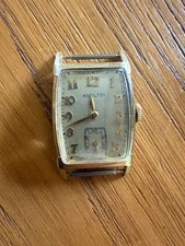 MENS 1940s HAMILTON MECHANICAL 14k SOLID GOLD - ART DECO ? WORKING ? WRISTWATCH