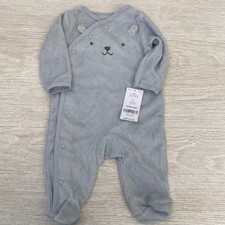 NWT   Carters Side Button up Bear Footed Pajamas for Baby in blue 6 Months