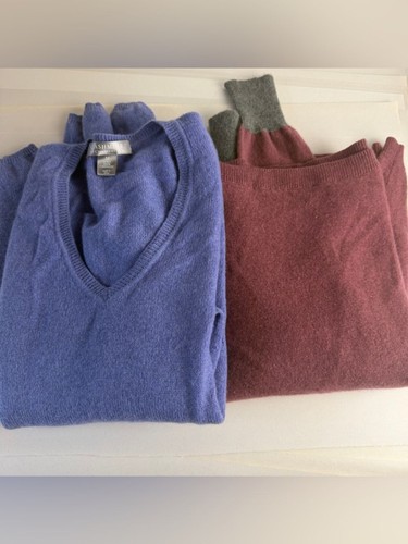 Crafters lot cashmere sweater two purple and burgundy red.