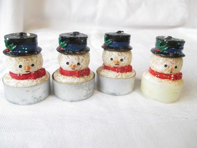 Set of 4~SNOWMAN-SHAPED Tea-light Candles~Christmas~Winter Decor~by Midwest