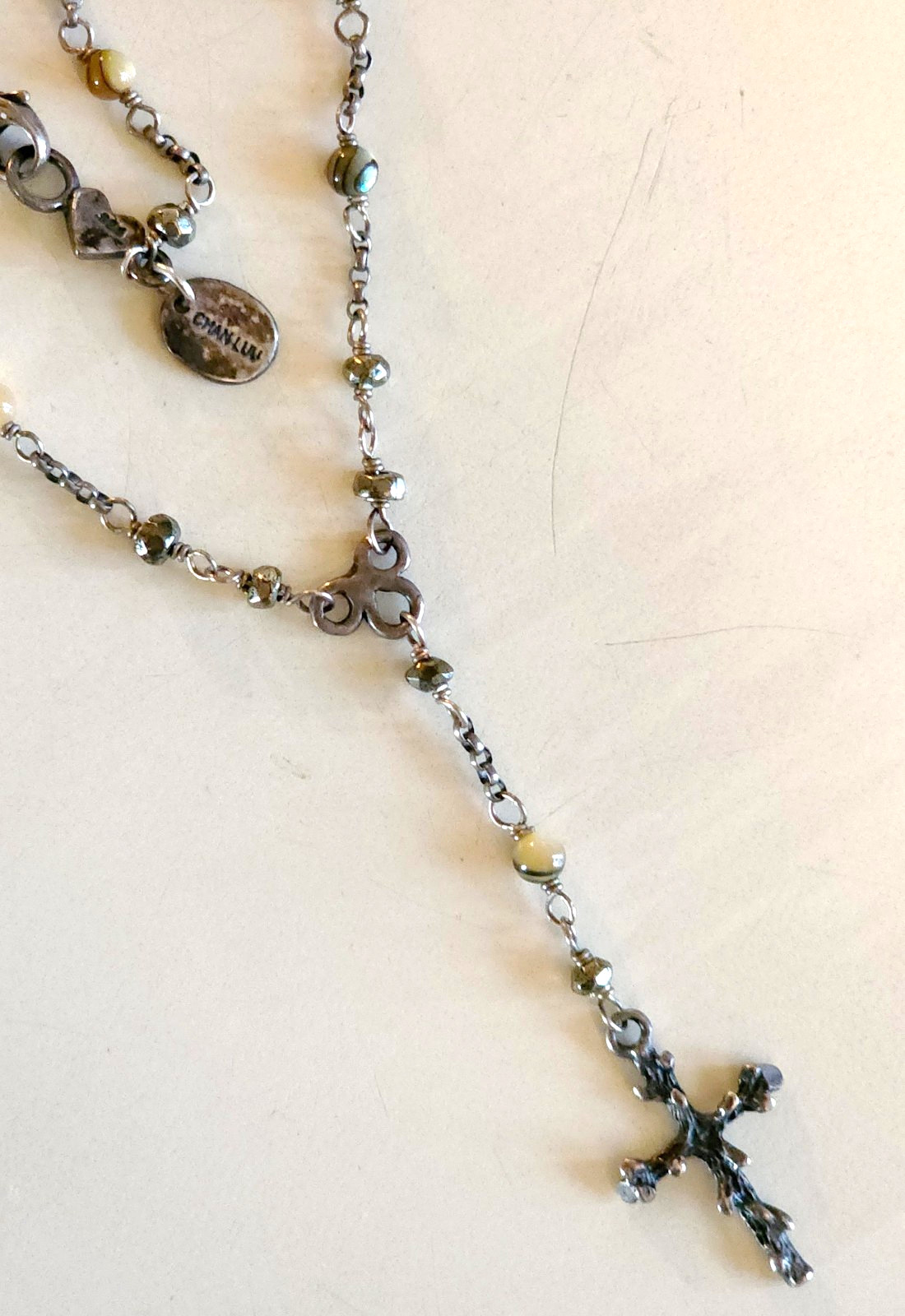 CL SIGNED SOLID STERLING SILVER NECKLACE & CROSS-… - image 3