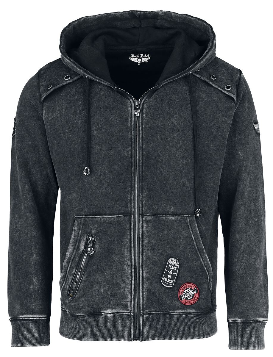 Rock Rebel от EMP Herren schwarze Kapuzenjacke из weichem Material im 10590₽