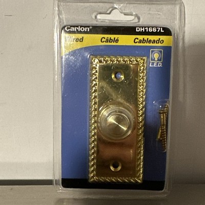 NEW Carlon DH1677L Wired DoorBell LED Lighted Button Rope Design Gold / Brass
