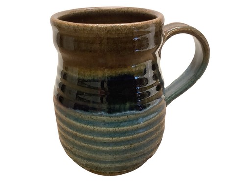 Stoneware Handcrafted Pottery Mug Ceramic Glaze Rustic Brown Blue Green - Picture 2 of 6