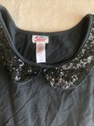 Girls Size 12 Justice Black/White Polka Dot Dress Sequin Collar and Tulle Bottom — photo 2