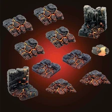 Dwarven Forge Dwarvenite Hellscape Lava Caverns Lava Stone Banks Pack (Painted)
