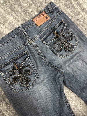 Ecko Unltd Studded Baggy Jeans Size 38 Men's Blue Denim Y2K Streetwear Grunge