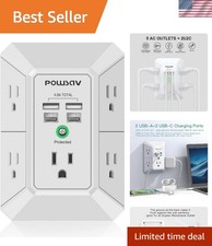 5 AC Outlet Power Strip with 4 USB Charging Ports - Listed for Home  Office