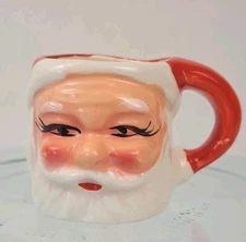 Santa Claus Face Mini Mug Cup Japan Kitschy Christmas Vintage 1.5" H × 2.25" D