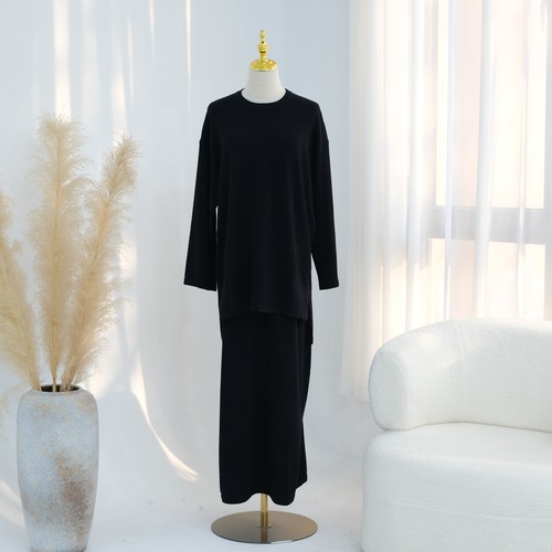 Soild Color Outfits Set Dubai Women Top Blouse Long Skirt 2 Piece Kaftan Ramadan - Picture 17 of 28
