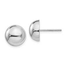 14k White Gold 10mm Half Ball Stud Earrings