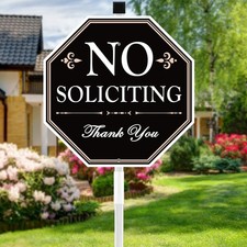 Multiwins No Soliciting Sign For House, 11" x 27" No Soliciting Yard Sign Wit...