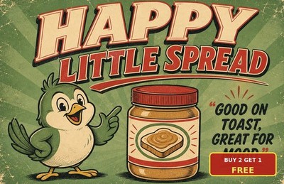 Happy Little Vegemite Australian Food Lover Kitchen Metal Tin Sign