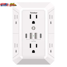 6 Outlet Wall Surge Protector with 4 USB Ports 2 USB-C Multi Plug Outlet Extende