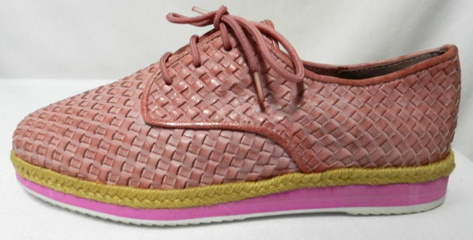 Zapatos con cordones TS de cuero tejido brogue Oxford suela Eva ribete de paja NUEVO Talla 7 Foto 3 de 4