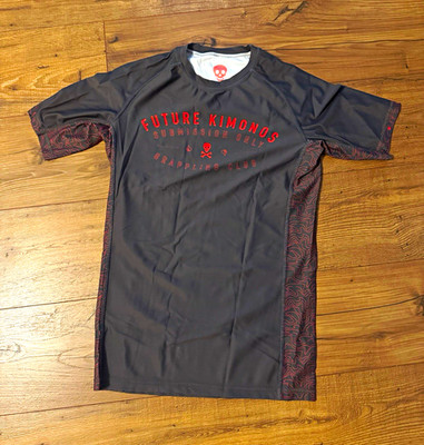 Future Kimonos Submission Only Grappling Club Rash Guard M Black/Red MMA BJJ