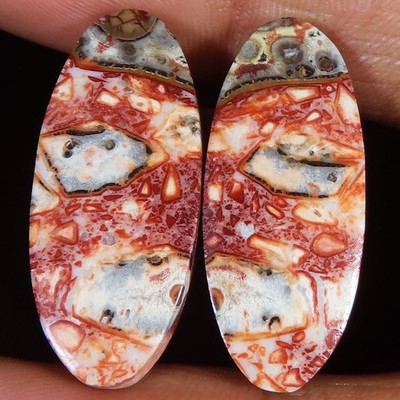 natural LAPID SKIN JASPER PAIR oval shape loose gemstone 26.40 Cts. (12x29x3 mm)