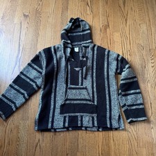 Authentic Mexican Baja Hoodie Poncho Sweatshirt. MADE IN MEXICO LARGE