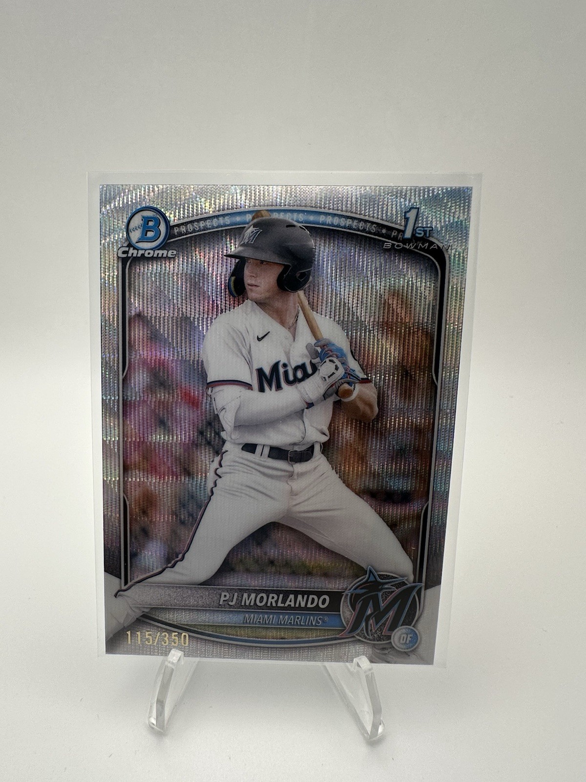 2025 Bowman PJ Morlando Chrome Wave Refractor 1st #115/350 Marlins