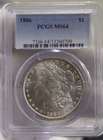 1886 US Morgan Silver Dollar $1 PCGS MS64