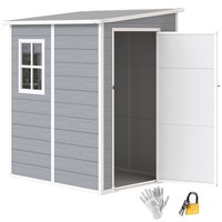 Outsunny Lean to Garden Shed 4'x5' Plastic Tool Storage House w/ Lockable Door