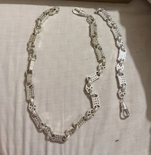 925 Sterling Silver Stars and Bars Belcher Chain 22” With Bracelet 8”