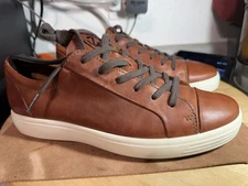 ECCO Soft  7 Shoe Mens 9-9.5 US 42 EU Brown Leather Casual Comfort Sneakers