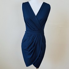 Fashion Nova Sheath Dress sz Small Navy Stretchy Sexy Office Cocktail Sleeveless